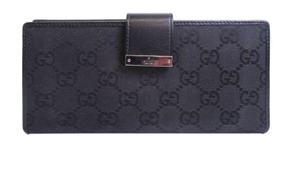 Gucci Bifold Long Wallet, &pound;110, Accessories, Black, Canvas/Leather, Front view